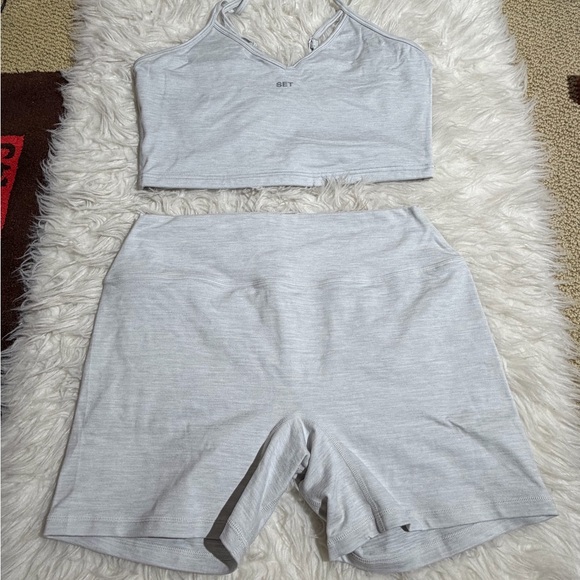 SET ACTIVE XL Grey Matching Set FORMCLOUD Sports Bra Shorts Workout Pilates Yoga